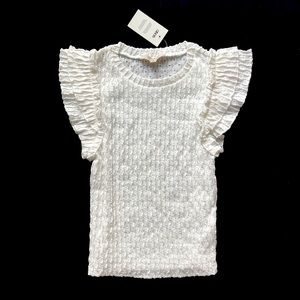 ASOS x ATELIER Textured Flutter Sleeve Cream Knit Top XS/S